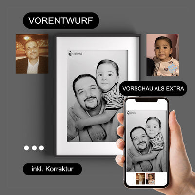 picture draw and paint nach Vorlage Kombination - picture als Gift for parents, Sizeltern
