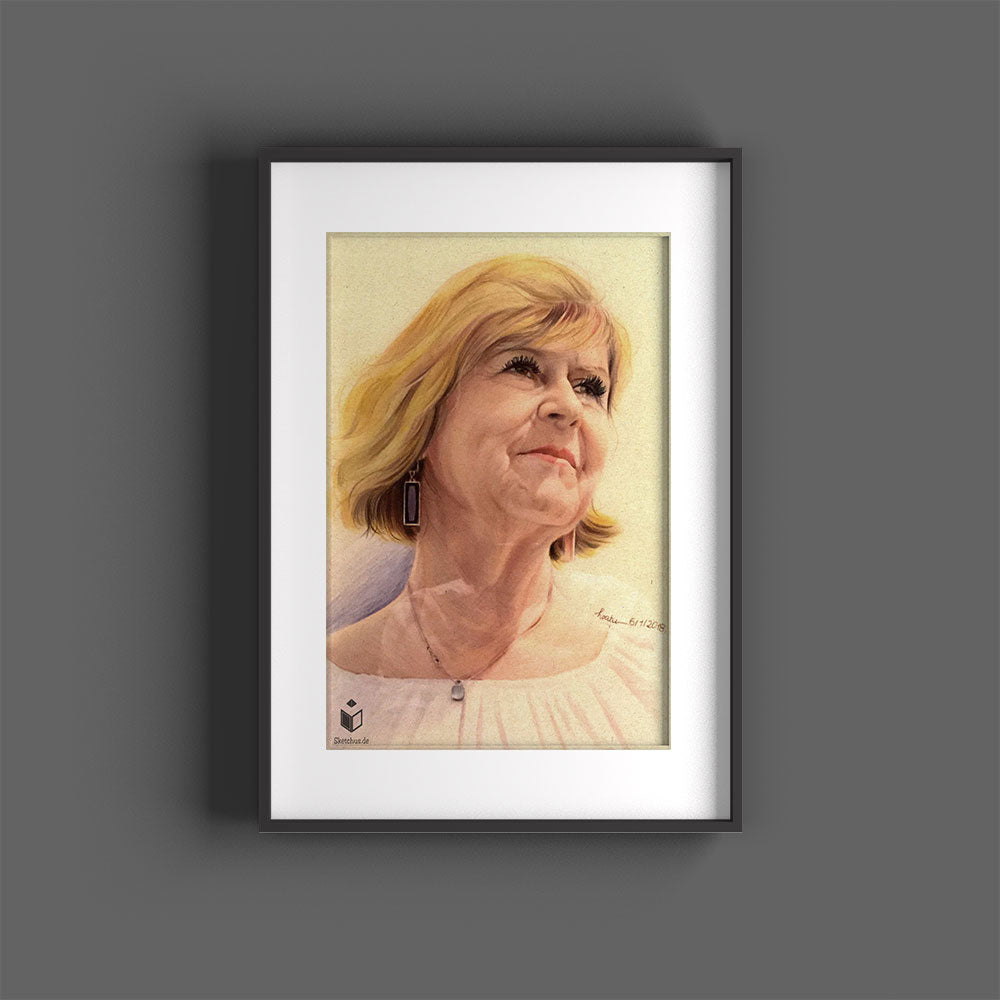 Farbiges Portrait vom Foto als Buntstiftzeichnung - echte Künstler statt KI