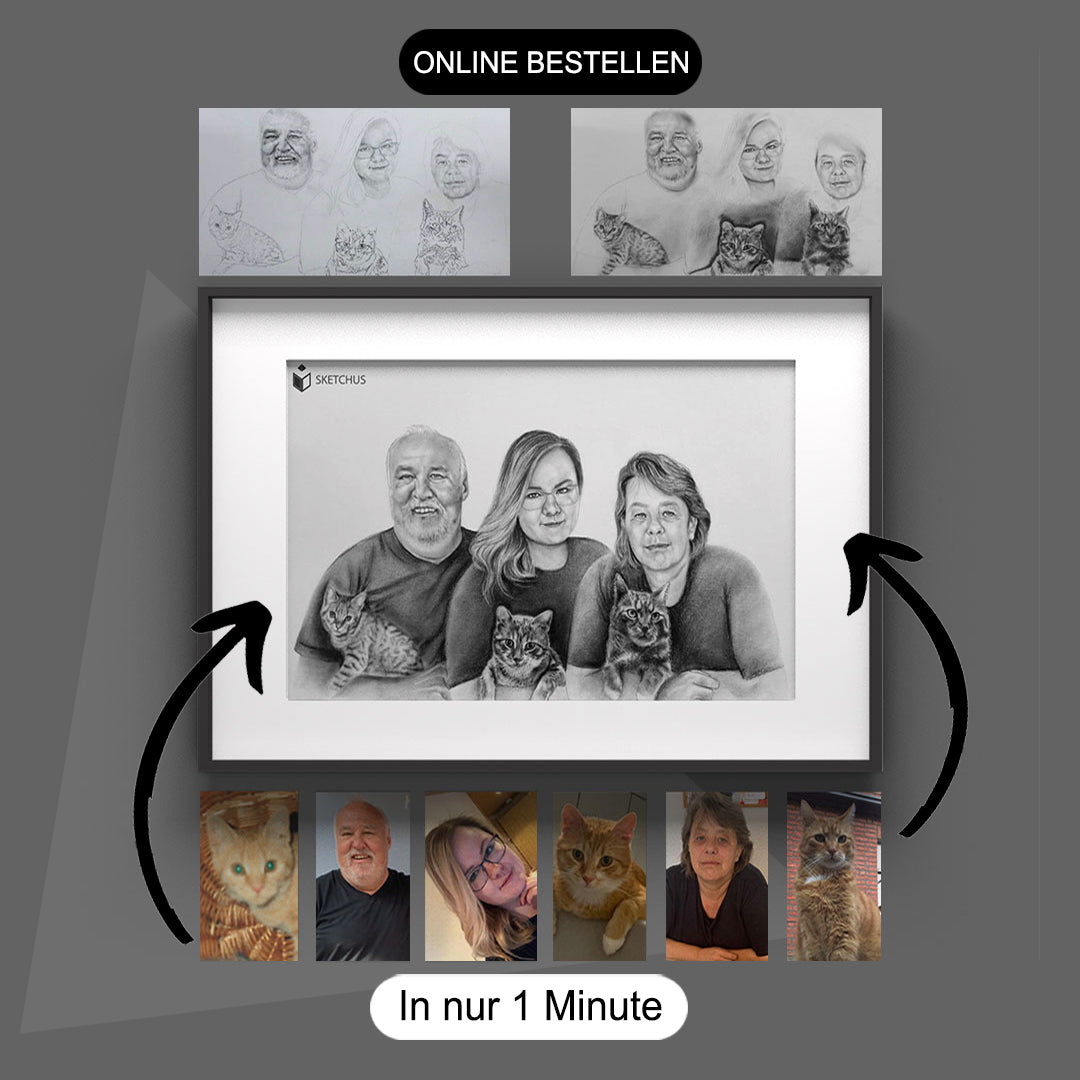 Personalisierte fotos portrait malen lassen handzeichnung als geschenk oma opa portraitzeichnung