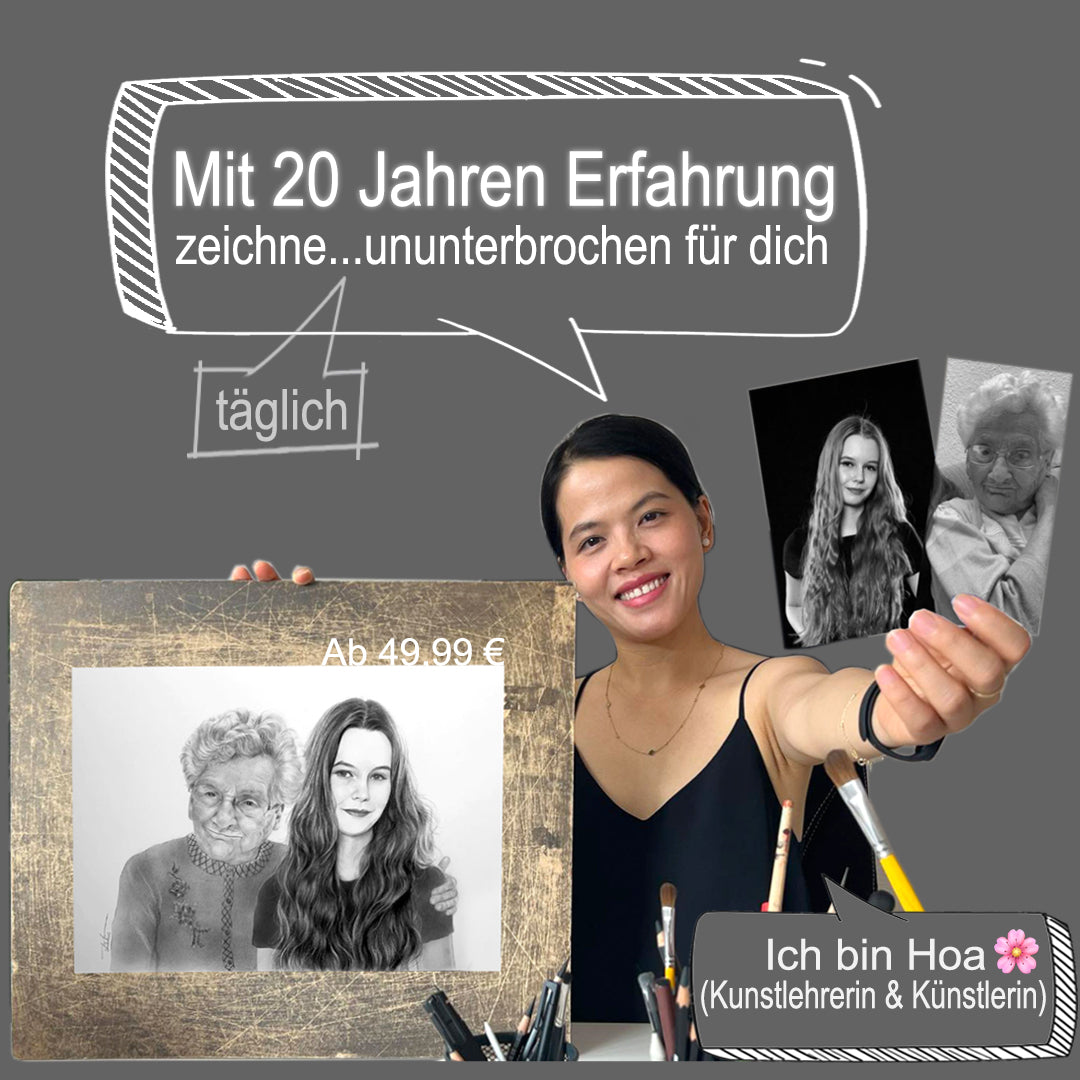 Künstlerin Hoa Tran zeichnet ein Portrait bei Sketchus