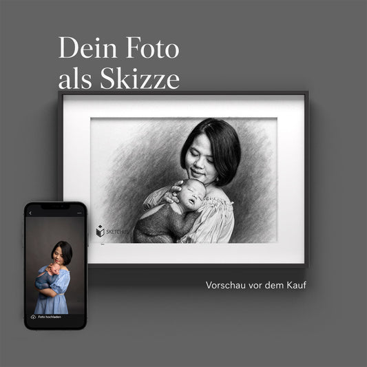 Dein Foto als Bleistift-Skizze – A4 Poster mit Sofort-Vorschau