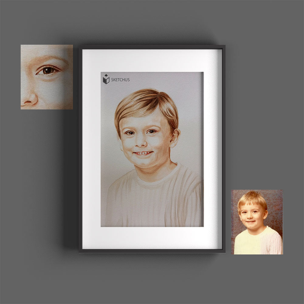 Custom watercolor portrait painted by Sketchus