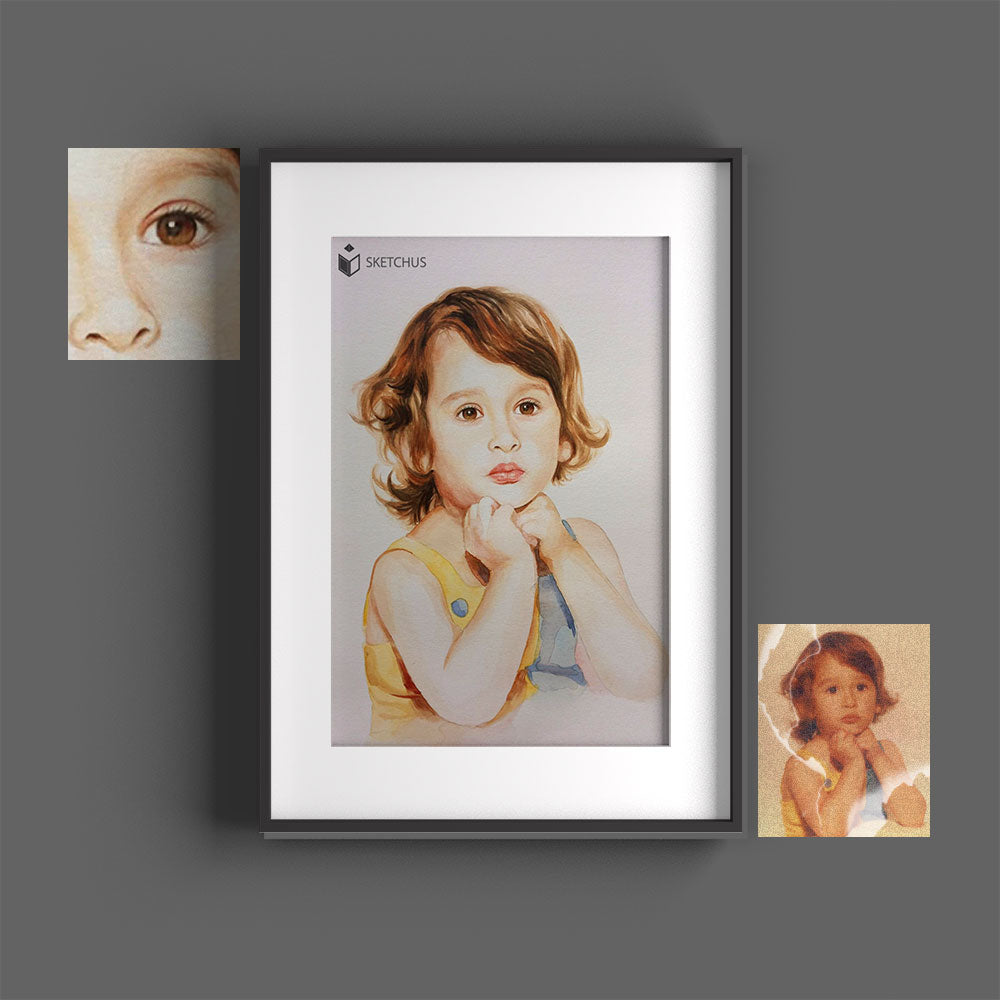 Custom watercolor portrait painted by Sketchus
