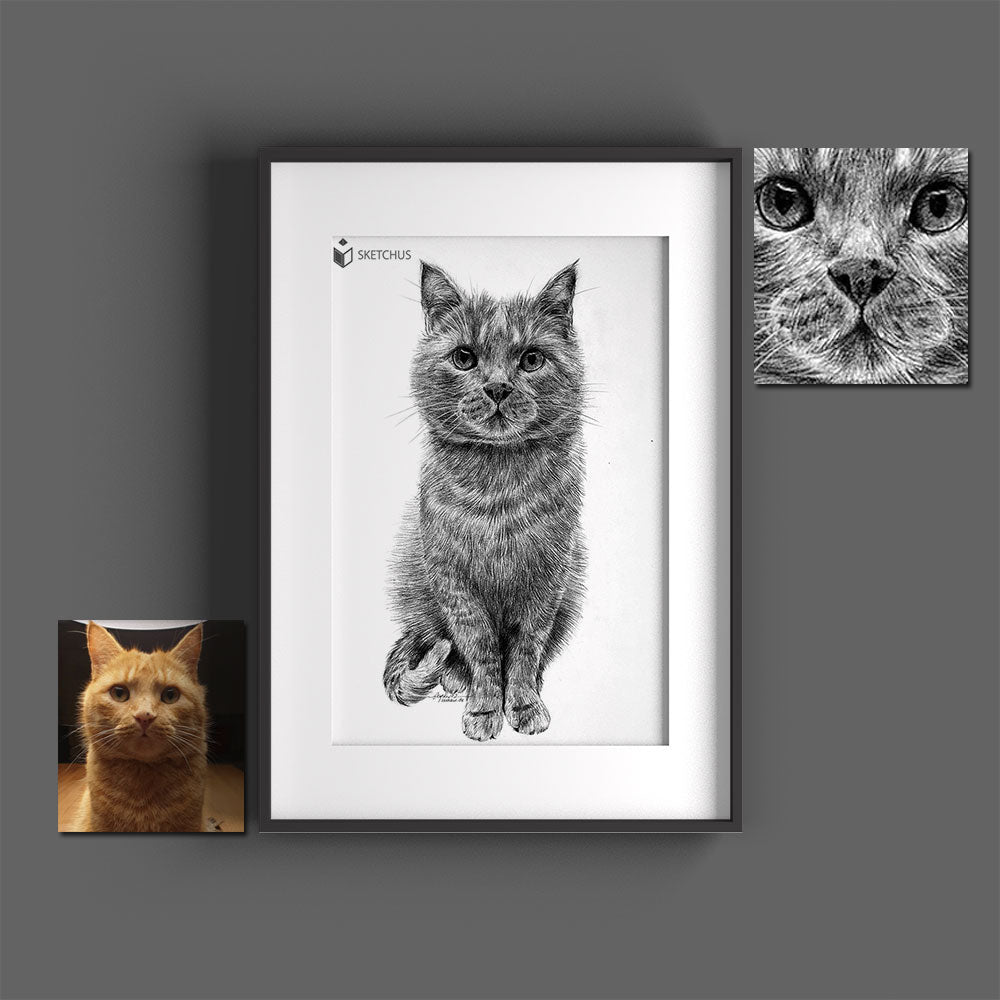 Custom hand-drawn pet portrait by Sketchus