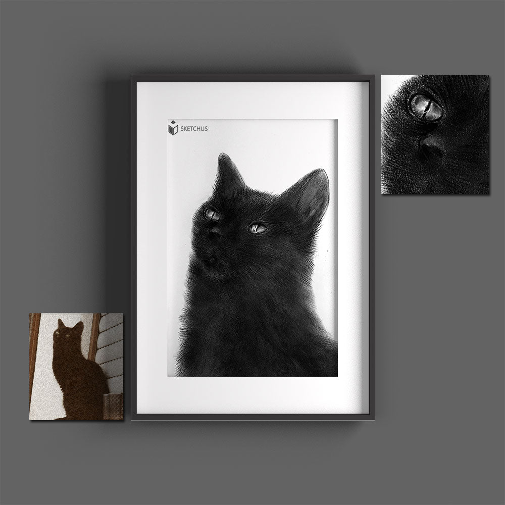 Custom hand-drawn pet portrait by Sketchus