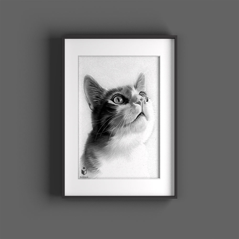 Custom hand-drawn pet portrait by Sketchus