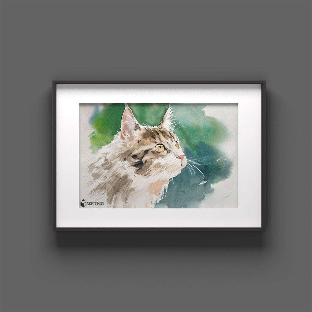 Custom hand-drawn pet portrait by Sketchus