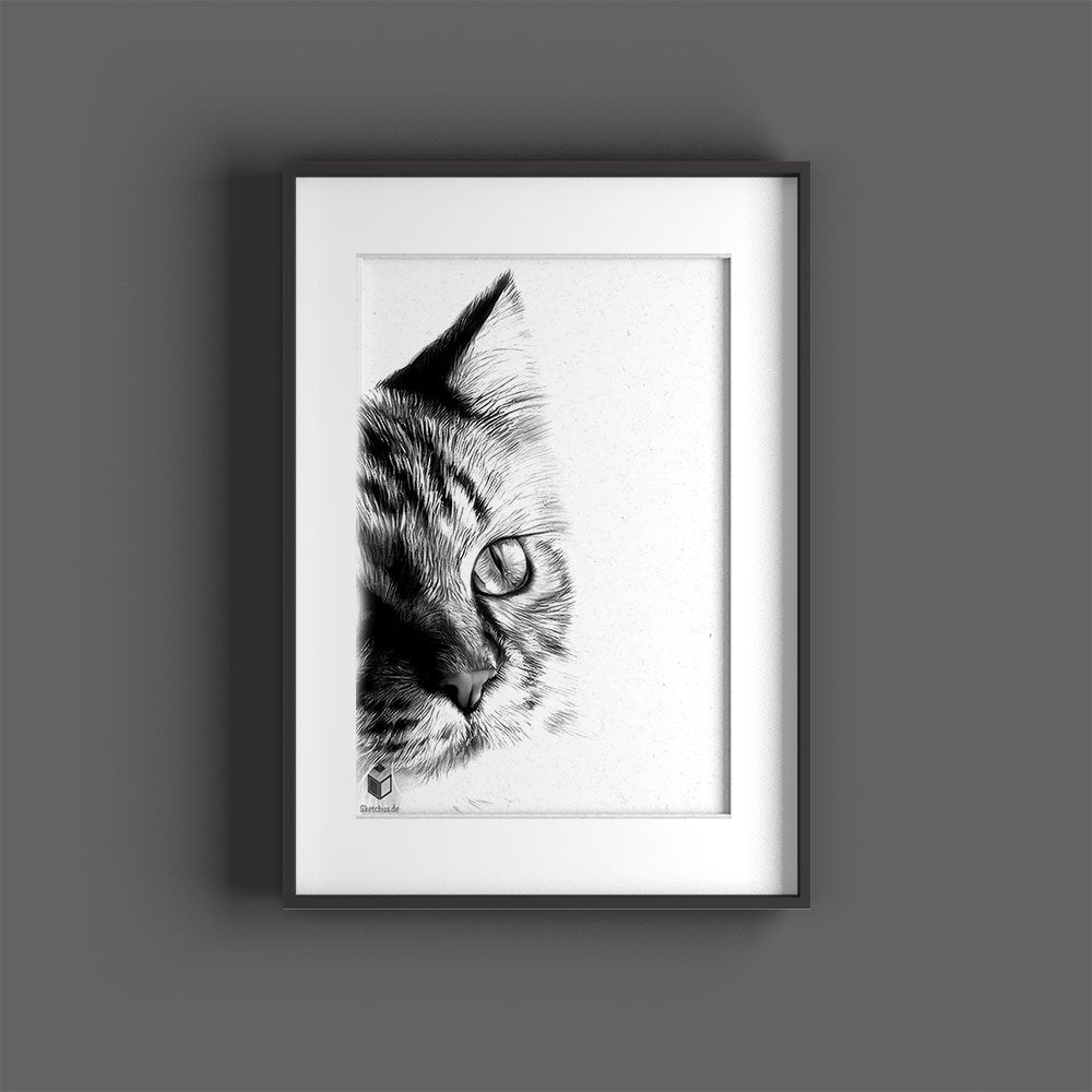 Custom hand-drawn pet portrait by Sketchus