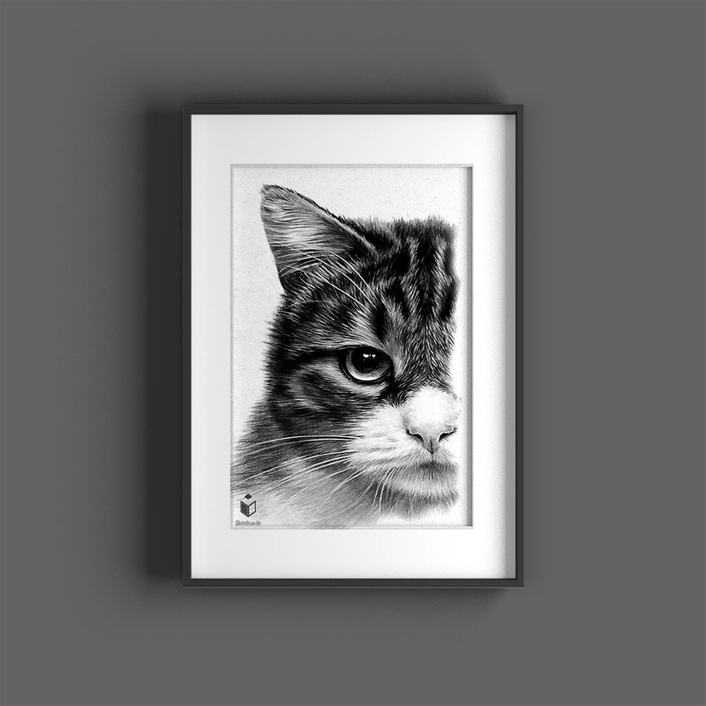 Custom hand-drawn pet portrait by Sketchus