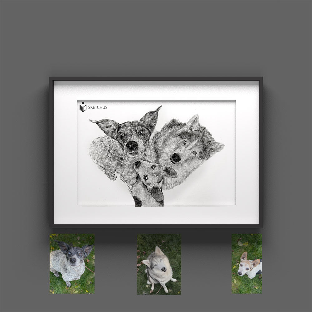 Custom hand-drawn pet portrait by Sketchus