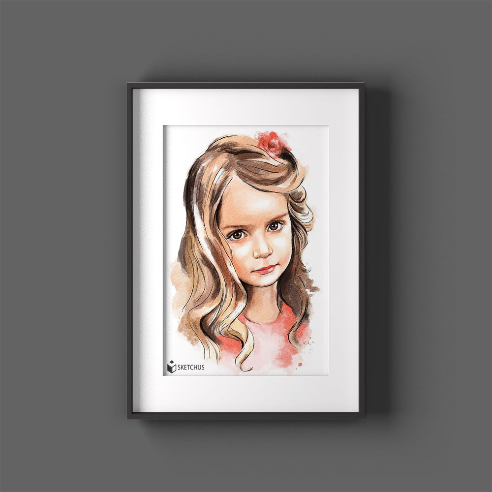 Custom watercolor portrait painted by Sketchus