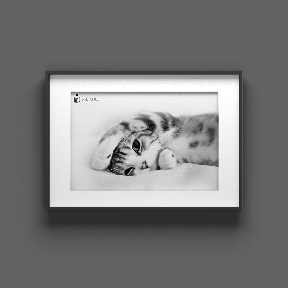 Custom hand-drawn pet portrait by Sketchus