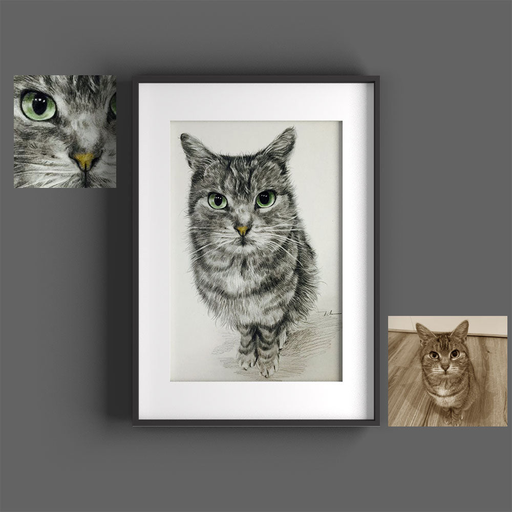 Custom hand-drawn pet portrait by Sketchus