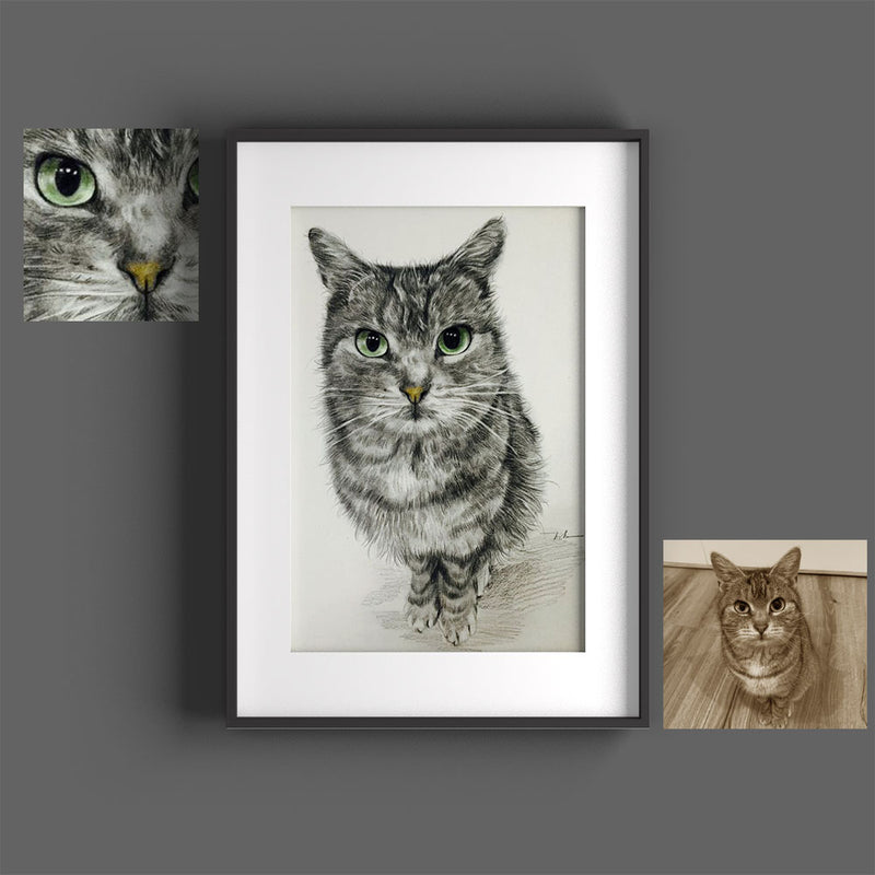 Custom hand-drawn pet portrait by Sketchus