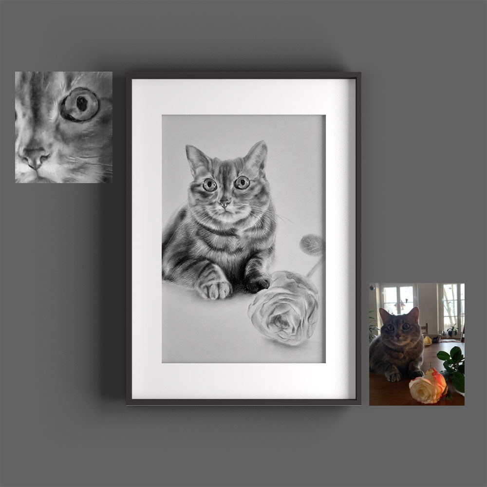 Custom hand-drawn pet portrait by Sketchus