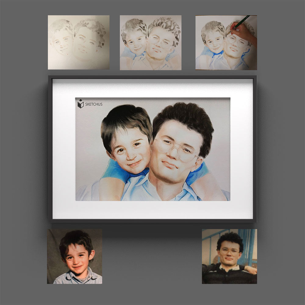 Custom watercolor portrait painted by Sketchus