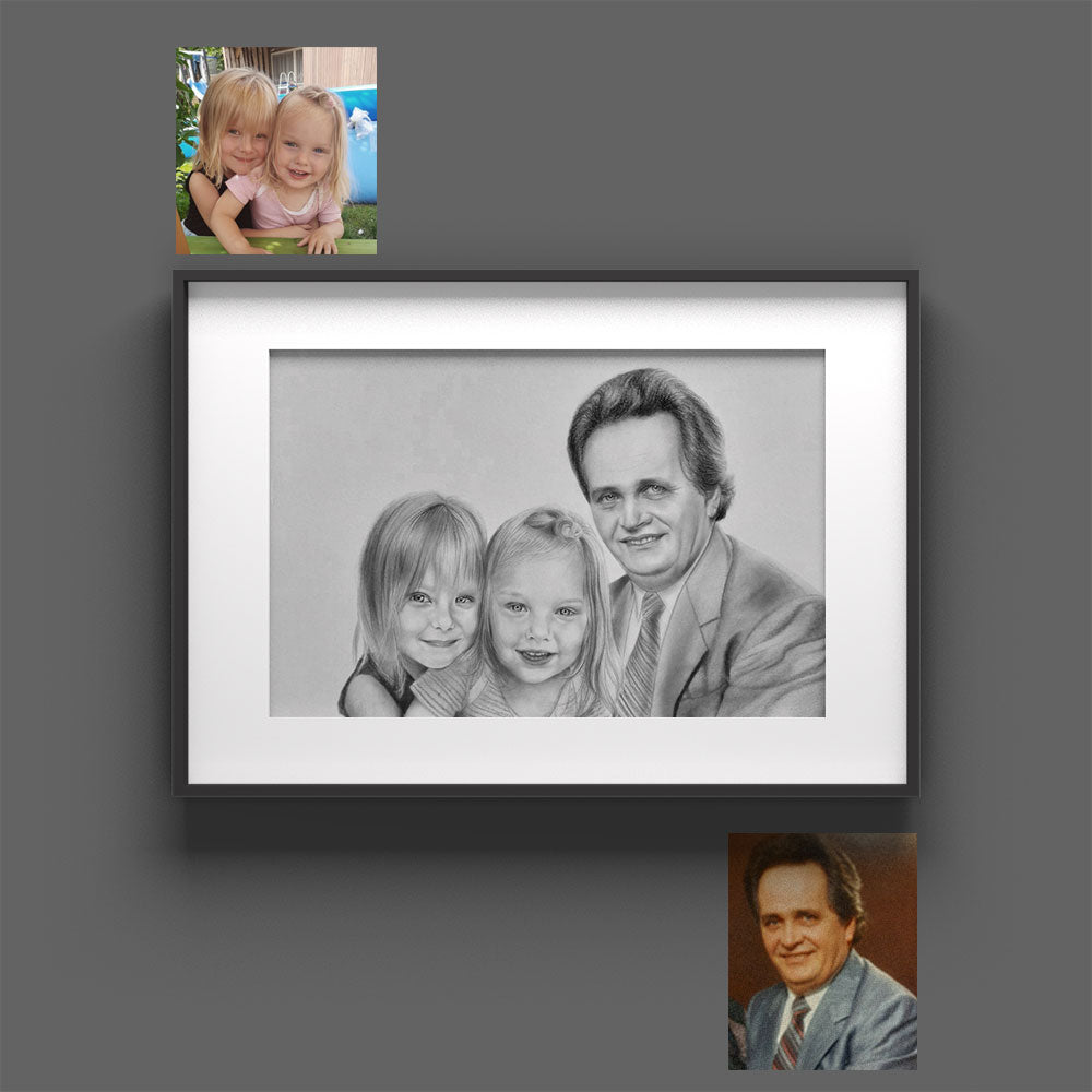 Custom hand-drawn family portrait by Sketchus