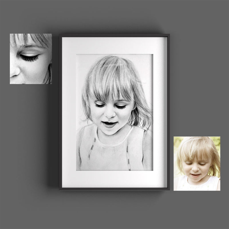 Handgezeichnetes Bleistiftporträt nach Foto von Sketchus