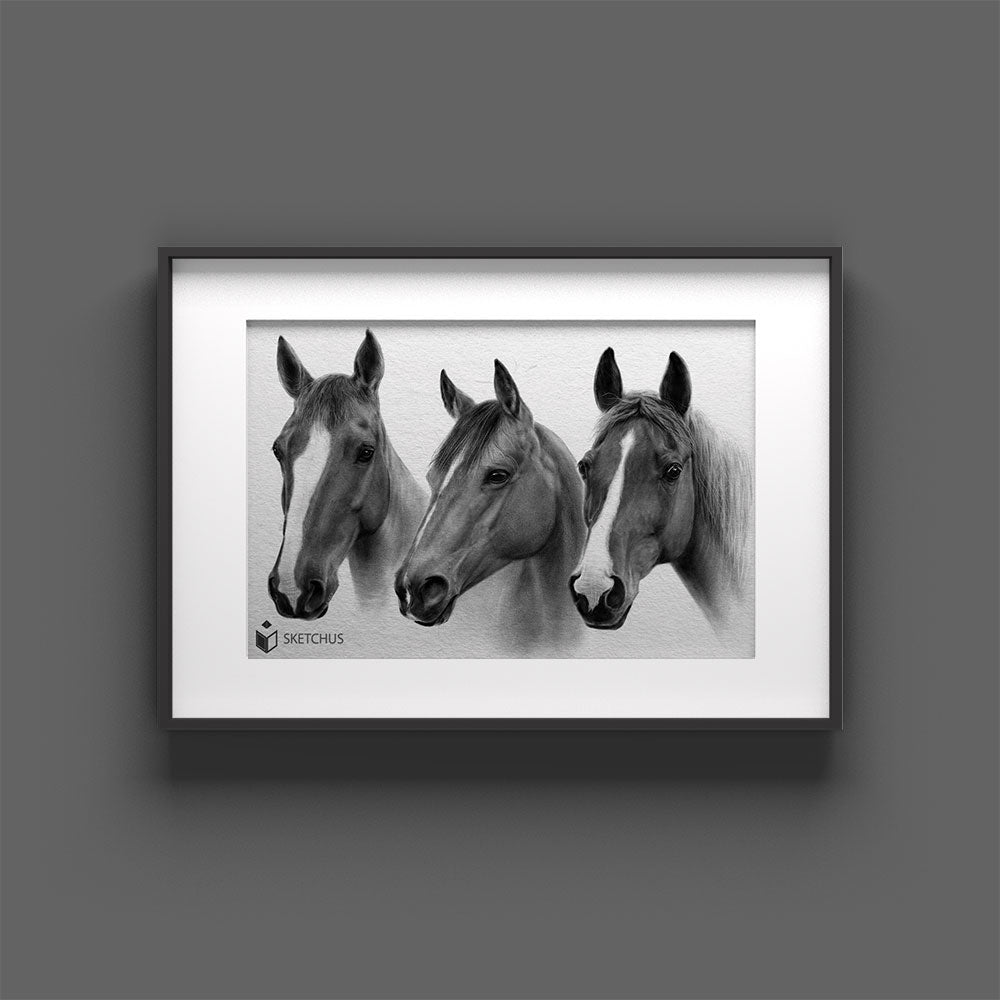 Custom hand-drawn pet portrait by Sketchus