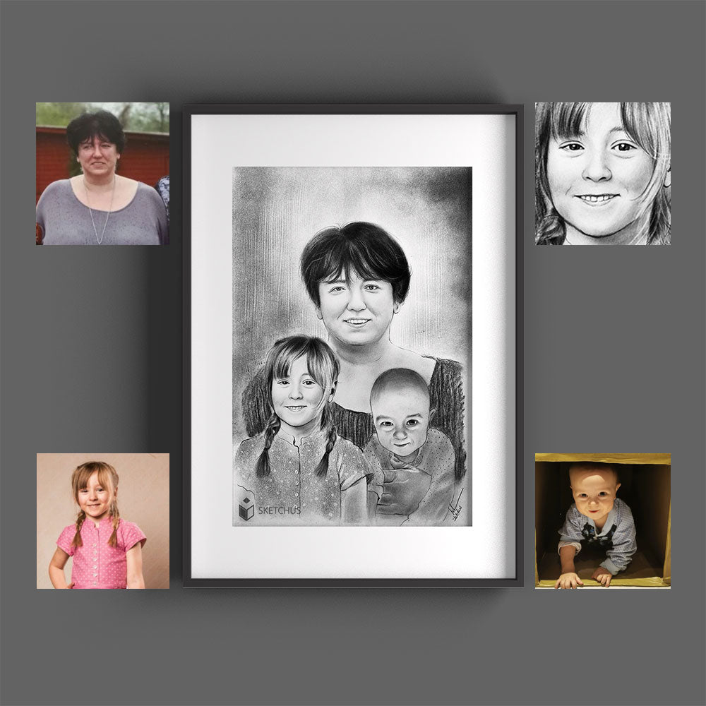 Portrait with loved ones who have passed paint Pencil