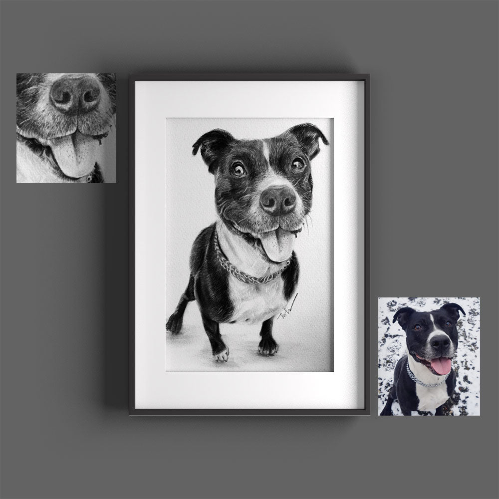 Custom hand-drawn pet portrait by Sketchus