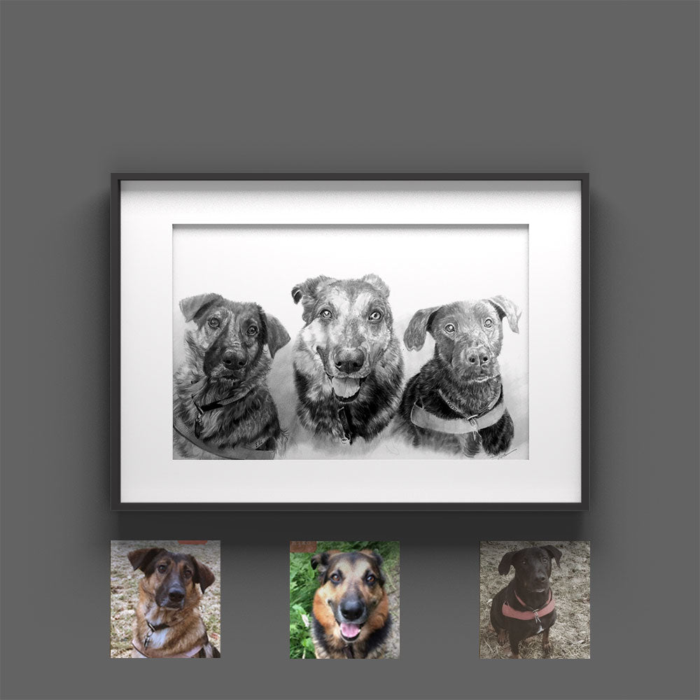 Custom hand-drawn pet portrait by Sketchus